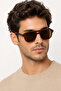 Men's Retro Design Brown Frame Brown Glass Sunglasses