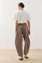 Striped Modal Barrel Pants Brown - 5