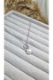 Silver Color Steel Leaf Detailed Women's Necklace with Pearls - Tarnish Resistant Steel Jewelry - 3