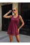 Women's Skirt Stoned Tulle and Guipure Detail Thick Strap Washable Plus Size Curve Tunic Dress Blouse - 5
