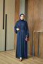 Women's Waist Tie Dress Navy Blue - 2