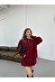 Women's Oversize Long Sweater and Flared Mini Skirt Knitwear Top and Bottom Set - Standard
