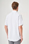 White-Grey Hard Collar Short Sleeve Pocket Comfort Fit Cotton Shirt 1004260189 - 5