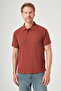 Red Polo Collar Short Sleeve Relaxed Fit Flexible Non-Frizz Collar Technology T-Shirt 1011260179 - 3