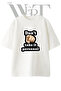 Pointing Hand Design Printed Unisex White Oversize T-Shirt