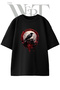 Kuzgun Gothic Design Printed Unisex Black Oversize T-Shirt