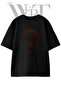 Spiral Question Mark Design Printed Unisex Black Oversize T-Shirt