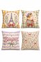 Eiffel Tower and Cat Pattern 4-Piece Throw Pillow Cover Set - 3