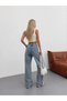 Tinted High Waist Wide Leg Pre-Processed Denim/Deenim Baggy Pants Jeans - 3