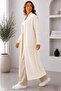 Women's Long Maxi Standard Sleeve and Feathered Knitted Cardigan - 7