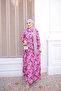 Fuchsia Half Buttoned Sleeves Layered Skirt Dress with Elastic Waist