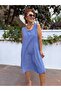 Italian Sleeveless Striped Dress Cobalt Blue - 5