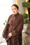 Brown Waist Belted Oversize Tunic with Pockets - 3