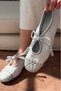 Talorin Genuine Leather Gray Women's Lace-Up Ballerinas - 3