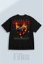Oversize Chaotic Romance Printed 100% Cotton Crew Neck Loose Fit Black T-Shirt