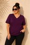 Women's Black Plus Size Crystal Stone Pearl Detailed V-Neck Short Sleeve Flexible Viscose Blouse - 5