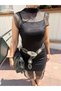 Women's Black Color Silver Buckle Bohem Ethnic Wide Shaki̇ra Belt - 6