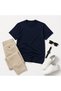 Men's T-Shirt Navy Blue Regular Fit Crew Neck Cotton 30/1 Single Jersey Fabric - 6