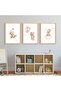 Dreamy Teddy Bear Moon Cloud 3 Piece Floating Frame Canvas Wall Art | 3x 30x40cm 12x16 inch | Beige Nursery Balloons Stars Triptych - 4