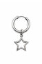 Unisex Silver Color Surgical Steel Star Figured Dangle Hoop Earrings 1 Piece