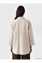 Beige Textured Oversize Women's Shirt Tunic - 4