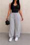 Two Pieces Black Gray Straight Leg Track Pants Baggy - 4