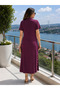 Timeless Elegance - Women's Collared Gold Button Detailed Midi Modal Summer Dress - 2