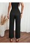 Women's High Waist Ornamental Lace-Up Side Lace Detail Long Trousers - 2