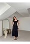 Women's Square Collar Belt Accessory Detailed Volan Sleeves Skirt Detail Stylish Summer Dress - 3