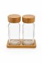 Set of 2 Glass Spice Jars with Bamboo Lids and Stands - 2