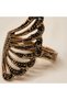 Black Stone Detailed Authentic Bronze Vintage Adjustable Wing Design Women's Ring Jewelry - 2