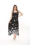 Women's Summer Buckle Strap Lycra Viscose Black and White Butterfly Patterned Stylish Dress - 5