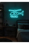 Helikopter Figürlü LED Neon Duvar Tablosu | Mavi Aydınlatmalı Modern Dekor | Genç Odası