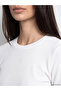 Lcw Everyday White Crew Neck Women's Ribbed Bodysuit - 3