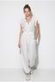 Women's White Patterned Hooded Vest Pocketed Shalwar Trousers Set 4156 60286386 - 4