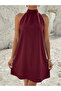 Women's sleeveless halter neck a-line mini dress - 3