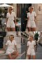 Saint tropez premium linen skirt jacket - shorts set with lace detail - 3