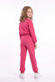 Girl's Round Collar Pocket Piping Detailed Plain Unprinted Elastic Cuffed Top and Bottom Tracksuit Set - 4