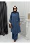 Relaxed Fit Draped Women's Indigo Colored Feyza Daily Hijab Set