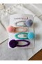 4-Piece Pastel Colors Pompom Girls' Snap Clip Set - Cute Snap Clip Hair Clips - 3