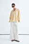 Women's Organic Cotton Striped Cape Blouse Silvery Yellow