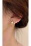 Women's Silver Color Minimal Earrings with Pole Star Figure and Stones - 2