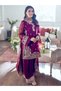 Maroon Heavy French Crepe Embroidered Palazzo Suit Set - FFT6886 | Maroon-Size:M-38-Inches