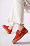 Solaser Side Buckle Scarf Genuine Leather Women's Shoes Red Nubuck - 2