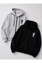 New Season 2026 Kangaroo Pocket Hooded Basketball Silhouette 2-Piece Black-Grey Jacket