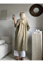 Khaki tasseled 100% cotton standard size 38-48 women's kaftan - 2