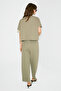 Milane Women's Organic Cotton V-Neck Comfortable Molded High Waist Sweatpants Khaki Top and Bottom Set - 6