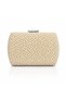 Women's White Pearl Half Moon Evening Dress Bag Boxed Bridal Wedding Portfolio