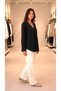 Women's Black V-Neck Pleated Detailed Long Sleeve Cuffed Relax Fit Sandy Fabric Blouse - 3