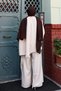 Women's Linda Fabric Asymmetrical Tunic Wide Leg Pants Oversize Hijab Suit 3219 Stone - 8